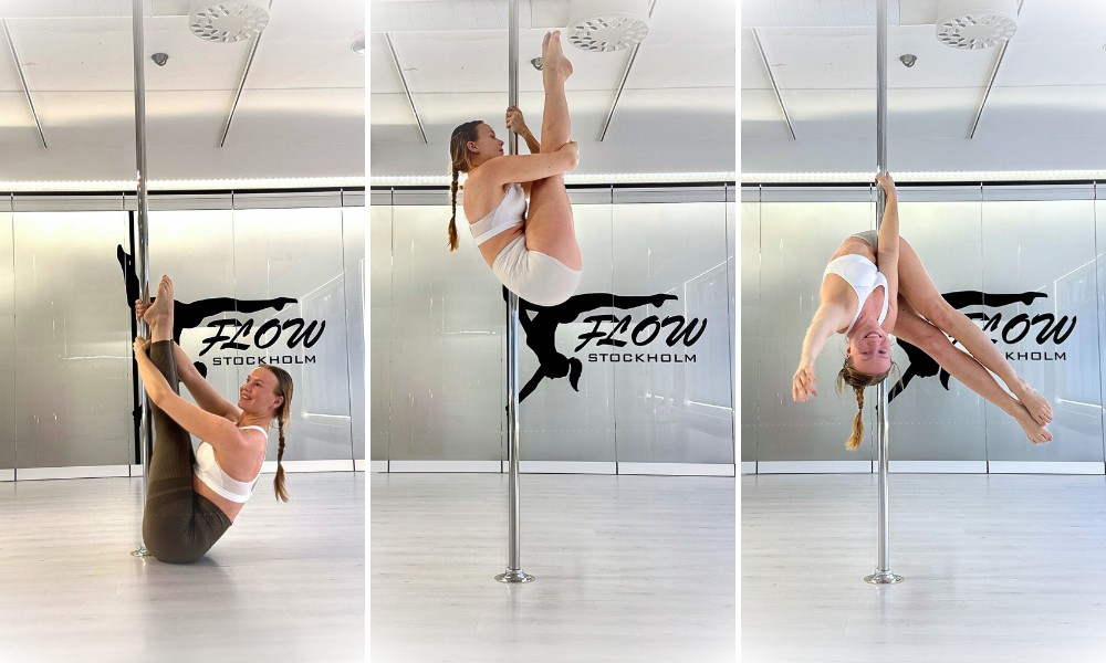 pole- och stretch övningar i tre olika nivåer